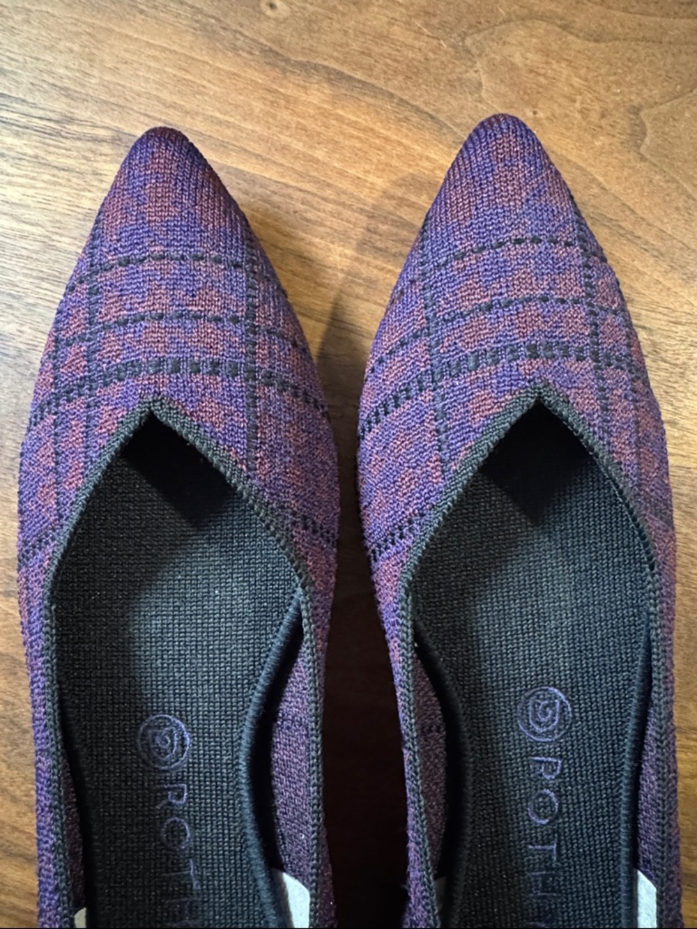 Like New Rothy's The Point in Cranberry Plaid - Picture 6 of 9